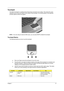 Page 29Chapter 121
Touchpad
The built-in touchpad is a pointing device that senses movement on its surface. This means the cursor 
responds as you move your finger on the surface of  the touchpad. The central location on the palmrest 
provides optimal co mfort and support.
NOTE:   If you are using an external USB mouse, you can press  Fn-F7 to disable the touchpad.
Touchpad Basics
The following teaches you how to use the touchpad:
TMove your finger across the touchpad to move the cursor. 
TPress the left (1)...