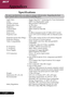 Page 3232English ...
Specifications
The specs specified below are subject to change without notice.  Regarding the final
specs, please refer to Acer accounced marketing specs.
Appendices
Light Valve -Single Chip DLPTM Technology by Texas Instruments
Lamp - 200W User Replaceable Lamp
Number of Pixels - 800 pixels(H) X 600 lines(V)
Displayable Color -16.7M colors
Brightness -1800 ANSI Lumens
Contrast Ratio -2000:1 (Full On/Full Off)
Uniformity - 85%
Noise Level - 31 dB(A) (standard mode)/27 dB(A) (ECO mode)...