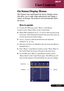 Page 1717... English
The Projector has multilingual On Screen Display menus
that allow you to make image adjustments and change a
variety of settings. The projector will automatically detect
the source.
How to operate
1.To open the OSD menu, press “Menu” on the Remote
Control or press “Menu/Enter”on the Control Panel.
2.When OSD is displayed, use     keys to select any item in the
main menu. After selecting the desired main menu item, press 
to enter sub menu for feature setting.
3.Use    keys to select the...