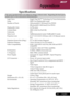 Page 41
39... English

Appendices

Speciﬁcations
The specs speciﬁed below are subject to change without notice.  Regarding the ﬁnal specs, please refer to Acer announced marketing specs.
Light Valve -  Single Chip DLPTM Technology by Texas Instruments
Lamp -  200W User Replaceable Lamp
Number of Pixels -  1024 pixels(H) X 768 lines(V) for PD323
  - 800 pixels(H) X 600 lines(V) for PD311
Displayable Color -  16.7M colors
Contrast Ratio -  2000:1 (Full On/Full Off)
Uniformity -  85% 
Noise Level -...