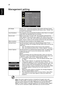 Page 3220
English
Management setting
ECO Mode Choose On to dim the projector lamp which will lower power 
consumption, extend the lamp life and reduce noise.  Choose Off 
to return normal mode.
Auto Shutdown The projector will automatically shutdown when there is no signal 
input after the allocated time. (in minutes)
Source Lock When source lock is turned off, the projector will search for 
other signals if the current input signal is lost. When source lock is 
turned on, it will lock the current source...