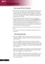 Page 14
English ...
English ...
Installation

Warning Indicator
	When the “LAMP” indicator lights solid red, the projector will 
automatically shut itself down.  Please contact your local reseller 
or service center.
 When the “TEMP” indicator lights solid red for about 20 sec-
onds, it indicates the projector has been overheated. You will see a 
message “Projector Overheated. Lamp will automatically turn off 
soon.” on the on-screen display.  The projector will automatically 
shut itself...