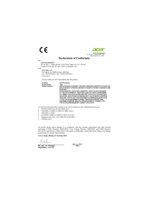 Page 70                                                                                                                                         Acer Incorporated                                                                                                                                                                           8F, 88, Sec. 1, Xintai 5th Rd., Xizhi...