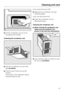 Page 33Pull the condenser unit out of its
housing by the handle.
Checking the condenser unit

Hold the condenser unit up to the
lightas shown.

Check to see if there is any fluff
inside it.
The arrows in the illustration above
indicate where to look.If you cannot see any fluff:
Replace the condenser unit (see
following page).
If you can see some fluff:
Clean the condenser unit as
described below.
Cleaning the condenser unit
When rinsing the condenser unit,
make sure you position it as
shown in the next...