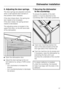 Page 576. Adjusting the door springs.
The door springs are adjusted correctly
when a half opened door remains in
that position when released.
If the door drops down, the spring ten-
sion needs to be increased.
If the door closes, the spring tension
needs to decreased.
The adjusting screw is located in the
upper front strip, on the left hand side
of the dishwasher.
Open the dishwasher door.
Adjust the door springs to the cor-
rect balance by using a TORX screw-
driver:
–  turn clockwise to increase the 
tension...