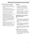 Page 13Energy and water consumption
–Water consumption and energy
usage are determined by the size of
the load.
To make the most out of your
machine, load the maximum dry load
for the programme you are using.
–Use the
AutomaticandExpress
programmes for small loads.
–When smaller amounts of laundry are
washed using the
Cottons
programme, the automatic load
recognition system will reduce the
amount of water, time and energy
used. This may mean that the time
left shown in the display is adjusted
during the course...