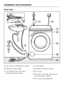 Page 50Front view
Inlet hose with Waterproof system
Electricity supply cable
-Flexible drain hose (with
detachable swivel elbow)Control panel
	Detergent dispenser drawer

Drum door
Access to drain filter, drain pump
and emergency release
Four height adjustable feet
Installation and connection
50
 