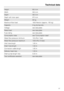 Page 57Height 85.0 cm
Width 59.5 cm
Depth 58.0 cm
Depth with door open 97.5 cm
Weight 93 kg
Maximum floor load 1600 Newton (approx. 160 kg)
Capacity 5 kg dry laundry
Voltage see data plate
Rated load see data plate
Fuse rating see data plate
Consumption data see Consumption data
Water flow pressure minimum 100 kPa (1 bar)
Water flow pressure maximum 1000 kPa (10 bar)
Inlet hose length 1.60 m
Drain hose length 1.50 m
Connection cable length 1.60 m
Delivery head max. 1.00 m
Drain pump length max. 5.00 m
Test...