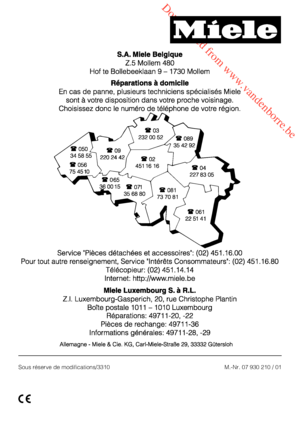 Page 76 Downloaded from www.vandenborre.be
M.-Nr. 07 930 210 / 01Sous réserve de modifications/3310
 