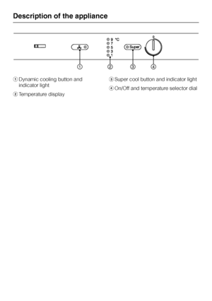 Page 4aDynamic cooling button and
indicator light
bTemperature displaycSuper cool button and indicator light
dOn/Off and temperature selector dial
Description of the appliance
4
 