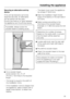 Page 65Securing an alternative anti-tip
device
If the anti-tip brackets cannot be
attached securely, an alternative
anti-tip device can be used.
Ensure that there is no give between
the appliance and the anti-tip device.
If possible, always screw the
wooden beam to existing studs.

Cut a wooden beam
(cross section min. 3 x 4
[75 mm x 100 mm]) to the required
length.
–
The length is equal to the width of
the installation niche.
–
If the installation niche is deeper than
the appliance, select a beam with a...