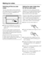 Page 40Switching off the ice cube
maker
The ice cube maker can be switched
off independently of the freezer section
if you do not want the appliance to
make any ice cubes.
^Press the On/Off button on the ice
cube maker until the indicator light
goes out.
If the ice cube maker is switched off,
the ice cube drawer can be used as an
extra drawer for freezing fresh food and
storing frozen food.
Clean the ice cube tray if the ice
cube maker is going to be switched
off for a long period of time.
Setting the water...