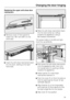 Page 59Replacing the upper soft-close door
mechanism:
^Remove coverafrom panelb,
rotate it by 180° and refit it on the
other side.
^
Insert the soft-close mechanism back
into the door, starting at the right
hand side.^Slide the soft-close mechanism back
into the door as far as it will go
towards the appliance using a
flat-headed screwdriver.
The screw holes on the left and right
must line up perfectly.
^
First screw the soft-close mechanism
onto the appliance side, then onto
the handle sidec, pushing it firmly...