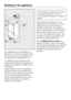 Page 46The appliance can be installed in a
kitchen run. To match the height of the
rest of the kitchen, the appliance can
be fitted with a suitable top boxa.
A ventilation gap of at least 50 mm
depth must be allowed for behind the
appliance and top box, if fitted, for air
to circulate.
A gap of at least 40 mm is required
between the top of the appliance (or
top box) and the ceiling to ensure that
air can circulate without hindrance.
Otherwise the appliance has to work
harder, resulting in an increase in...