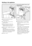 Page 62^Hang the furniture door onto
adjusting boltsh.
^Loosely attach nutscon the
adjusting bolts.
^Close the door and check the
distance between the door and
neighbouring furniture doors.
^Align to match neigbouring doors if
necessary:
Side adjustments X are made by
sliding the furniture door, and height
adjustments Y by turning adjusting
boltshwith a screwdriver.
^
Tighten nutsc.Securing the appliance doors to the
furniture doors:
^Drill fixing holesain the furniture
doors and screw in the4x14mm
screwsb....