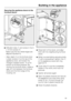 Page 59Securing the appliance doors to the
furniture doors:
^Drill pilot holesaand screw in the 4
x 14 mm screwsb.
Make sure the two metal edges are
alligned (SymbolII).
– Align depth Z on the furniture door:
Loosen screwscat the top of the
appliance door, and loosen the
hexagon-headed screwdat the
bottom of the fixing bracket. By
moving the furniture doors, create a
gap of 2 mm between the furniture
doors and the front edge of the
housing unit.^Close both of the doors, and align
them with the neighbouring...