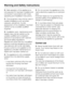 Page 10~Safe operation of the appliance is
only assured if it has been installed and
connected in accordance with these
operating and installation instructions.
~This equipment may only be used in
mobile installations such as ships,
caravans, aircraft etc. if a risk
assessment of the installation has been
carried out by a suitably qualified
engineer.
~Installation work, maintenance and
repairs may only be carried out by
suitably qualified and competent
persons in accordance with national
and local safety...