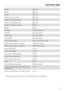 Page 77Height 850 mm
Width 595 mm
Depth 610 mm
Depth with door open 993 mm
Height for building under 820 mm*
Width for building under 600 mm
Depth for building under 600 mm
Weight 98 kg
Capacity 8 kg dry laundry
Voltage See data plate
Rated load See data plate
Fuse rating See data plate
Consumption data see Consumption data
Water flow pressure minimum 100 kPa (1 bar)
Water flow pressure maximum 1000 kPa (10 bar)
Inlet hose length 1.60 m
Drain hose length 1.50 m
Connection cable length 1.60 m
Drain pump head...