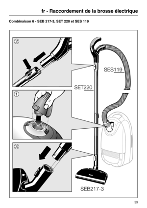 Page 39Combinaison 6 - SEB 217-3, SET 220 et SES 119
fr - Raccordement de la brosse électrique
39 