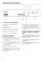 Page 32Turning on the dishwasher
^Check that spray arms are not
blocked.
^Close the door.
^Open the water valve, if closed.
^Press the “On/Off” button (14) .
The “Start” indicator (16) lights.
Starting a program
^
When selecting a program, refer to
the Program chart of the operating
instructions.
^
Turn the program selector (17) clock-
wise or counterclockwise to the se-
lected program.
^
Press the “Start” button (16).
The program starts. The “Start” indica-
tor (16) goes out and the “Rinse” (15)
indicator...