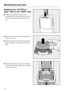 Page 28Replacing the "ACTIVE air
clean" filter or the "HEPA" filter
^Press the release button for the
exhaust filter compartment lid on the
rear of the vacuum and remove the
lid.
^Remove the used filter and replace it
with a new one.
^Write the date of the next scheduled
filter change on the label of the new
filter.
^
Place the locator pins on the bottom
of the lid into their respective notches
and close the lid.
Maintenance and care
28 