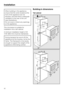 Page 42When building in the appliance,
ensure that the vents located at the
front of the appliance are not
blocked, and that there is adequate
ventilation to the rear of the unit
(see illustrations).
Do not cover or block any openings
on the appliance.
This microwave is suitable for
installation into a tall cabinet.
A minimum installation height of 33
7/16 (850 mm) must be maintained.
During transport be sure to lift the
appliance by the housing, not by the
frame. The framework is not sturdy
enough to support...