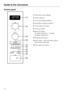 Page 10Control panel
Timer and clock display
	Power selector
\012Time and weight selector
Automatic program buttons
Time of daybutton
\015Timerbutton
Memory button
(to save a favorite1-3stage
program sequence)
Stop/Cancel button
Start button / Add a minute button /
Quick start button
Door openbutton
Guide to the microwave
10 