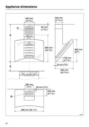 Page 28Appliance dimensions
28 