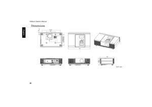 Page 49Vidikron Owner’s Manual
48
     
English
Dimensions
Unit: mm
332.49
160
400
280
33.76 40
149.99-150.01
131.5
125.41201.48-201.50 