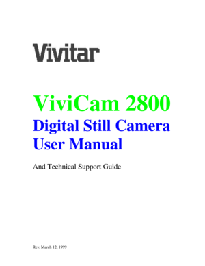 Page 1 ViviCam 2800
Digital Still Camera
User Manual
And Technical Support Guide
Rev. March 12, 1999  