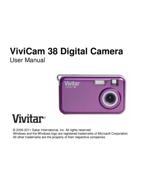 Page 1 ViviCam 38 Digital Camera  
User Manual 
 
      
 
 
© 2009-2011 Sakar International, Inc. All rights reserved. 
Windows and the Windows logo are registered trademarks of Microsoft Corporation. 
All other trademarks are the property of their respective companies.   