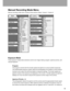 Page 30Downloaded from www.Manualslib.com manuals search engine 29
Manual Recording Mode Menu
Manual recording mode menu contains three sections: Basic, Custom1, Custom 2.
Exposure Mode
Three exposure modes allow extensive control over image making: program, aperture priority, and
manual exposure.
Program
The program controls both the shutter speed and aperture to ensure perfect exposures.
The sophisticated exposure system allows the photographer the freedom to shoot without
having to worry about the technical...