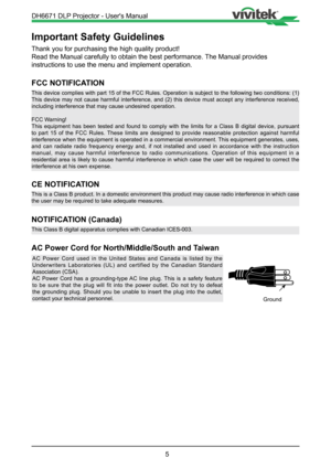 Page 55
Important Safety Guidelines
Thank you for purchasing the high quality product!
Read the Manual carefully to obtain the best performance. The Manual provides 
instructions to use the menu and implement operation.
FCC NOTIFICATION
This device complies with part 15 of the FCC Rules. Operation is subject\
 to the following two conditions: (1) 
This device may not cause harmful interference, and (2) this device mu\
st accept any interference received, 
including interference that may cause undesired...