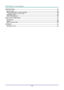 Page 9— viii — 
SPECIFICATIONS ................................................................................................................................................ 58 
SPECIFICATIONS .................................................................................................................................................. 58 
PROJECTION DISTANCE VS. PROJECTION SIZE ..................................................................................................... 59 
Projection Distance and...