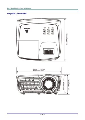 Page 57— 48 — 
Projector Dimensions 
 
   