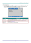 Page 62– 53 – 
Advanced 2 Feature 
Press the Menu button to open the OSD menu. Press ◄► to move to the Settings 2 menu. Press ▲▼ to 
move to the Advanced 2 menu and then press Enter or ►. Press ▲▼ to move up and down in the 
Advanced 2 menu. Press ◄► to enter and change values for setting. 
 
ITEM DESCRIPTION 
Sleep Timer Press the cursor ◄► button to enter and set Sleep timer. The projector automatically 
turns off after the preset period of time. 
Source Filter Press  (Enter) / ► to enter the Source Filter...