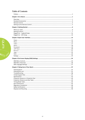 Page 6vi
 
Table of Contents
 
Preface  ................................ ................................................................................................ ..................... ii 
Chapter 1  At a Glance  ................................................................ ............................................................ 1 
Overview  ................................ ................................................................................................ .................. 1...