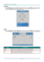 Page 43— 34 — 
Keystone 
Press the Menu button to open the OSD menu. Press ◄► to move to the Settings 1 menu. Press ▼▲ to 
move to the Keystone menu and then press Enter or ►. Press ▼▲to adjust vertical values from -30 to 
30. Press ◄► to adjust horizontal values from -25 to 25. 
 
 
Audio 
Press the Menu button to open the OSD menu. Press ◄► to move to the Settings 1 menu. Press ▼▲ to 
move to the Audio menu and then press Enter or ►. Press ▼▲ to move up and down in the Audio menu. 
 
ITEM DESCRIPTION 
Volume...