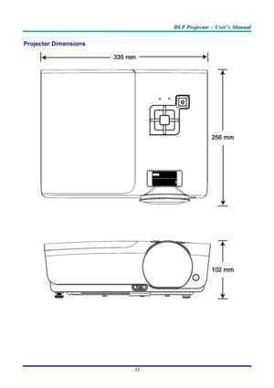 Page 59
DDDLLLPPP   PPPrrrooojjjeeeccctttooorrr   –––   UUUssseeerrr’’’sss   MMMaaannnuuuaaalll   
Projector Dimensions 
 
 
 
 
– 53 – 
Downloaded From projector-manual.com Vivitek Manuals 