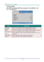 Page 31— 23— 
Advanced Feature 
Press the Menu button to open the OSD menu. Press ◄► to move to the Image menu. Press 
▼▲ to move to the Advanced menu and then press Enter or ►. Press ▼▲ to move up and 
down in the Advanced menu. 
 
ITEM DESCRIPTION 
Brilliant Color Press the cursor ◄► button to enter and adjust the Brilliant Color valueK 
Sharpness Press the cursor ◄► button to enter and adjust the display sharpness. 
Gamm~ Press the cursor ◄► button to enter and adjust the gamma correction of the displayK...