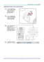 Page 25– 17 – 
Adjusting the Zoom, Focus and Keystone 
1.  Use the Image-zoom  
control (on the projector 
only) to resize the 
projected image and 
screen size . 
 
2.  Use the Image-focus  
control (on the projector 
only) to sharpen the 
projected image . 
3.  Use the KEYSTONE 
buttons (on the 
projector or the remote 
control) to correct 
image-trapezoid (wider 
top or bottom) effect. 
 
4.  The keystone control 
appears on the display.       