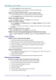 Page 64— 56 — 
2. Press the Auto button on the remote control. 
3. Ensure the projector-to-screen distance is within the specified range. 
4. Check that the projector lens is clean. 
Problem: The image is wider at the top or bottom (trapezoid effect)  
1. Position the projector so it is as perpendicular to the screen as possible.  
2. Use the Keystone button on the remote control to correct the problem. 
Problem: The image is reversed  
Check the Projection setting on the Settings 1 menu of the OSD. 
Problem:...