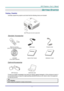 Page 10– 1 – 
GETTING STARTED 
Packing  Checklist 
Carefully unpack the projector and check that the following  items are included:  
 
DLP PROJECTOR W ITH LENS CAP  
Standard  Accessories 
   
REMOTE CONTROL  
(W ITH TW O AAA BATTERIES) 
RGB CABLE POW ER CORD 
   
CD-ROM  
(THIS USER’S MANUAL) 
QUICK START GUIDE WARRANTY CARD 
Optional Accessories 
 
 
 
W IFI DONGLE CARRYING CASE  
Contact your dealer immediately if any items are missing, appear damaged, or if the unit does not work. It 
is recommend that you...