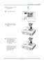 Page 47
DDDLLLPPP   PPPrrrooojjjeeeccctttooorrr   –––   UUUssseeerrr’’’sss   MMMaaannnuuuaaalll   
3. Remove the three screws from 
the lamp module. 
4. Lift the module handle up. 
 
5. Pull firmly on the module  
handle to remove the lamp 
module. 
 
6. Reverse steps 1 to 5 to install 
the new lamp module.  
While installing, align the 
lamp module with the  
connector and ensure it is level 
to avoid damage. 
Note: The lamp module must 
sit securely in place and the 
lamp connector must be con-
nected...