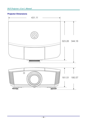 Page 65DLP Projector—User’s Manual 
Projector Dimensions 
 
 
 
— 56 —  