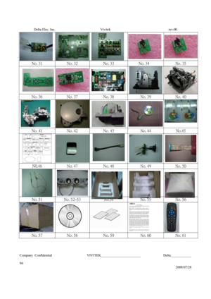 Page 94Delta Elec. Inc.  Vivitek  rev.00 
Company Confidential                    VIVITEK_______________________             Delta____________
  
94 
2008/07/28 
   
No. 31  No. 32  No. 33  No. 34  No. 35 
  
No. 36  No. 37  No. 38  No. 39  No. 40 
 
 
No. 41  No. 42  No. 43  No. 44  No.45 
  
N0.46  No. 47  No. 48  No. 49  No. 50 
 
   
No. 51  No. 52~53  No.54  No. 55  No. 56 
  
   
No. 57  No. 58  No. 59  No. 60  No. 61  