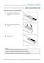 Page 17
DLP Projector – User’s Manual 
 
SETUP AND OPERATION 
Inserting the Remote Control Batteries  
– 9 –  
1.  Remove the battery compartment cover 
by sliding the cover in the direction of 
the arrow. 
 
2.  Insert the battery with the positive side 
facing up. 
 
3.  Replace the cover. 
 
 
Caution:  
1. Only use AAA batteries (Alkaline batteries are recommended). 
 
2. Dispose of used batteries accordi ng to local ordinance regulations.  
 
3. Remove the batteries when not usi ng the projector for...