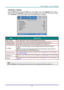 Page 44– 35 – 
Advanced 1 Feature 
Press the Menu button to open the OSD menu. Press ◄► to move to the Settings 2 menu. Press 
▲▼ to move to the Advanced 1 menu and then press Enter or ►. Press ▲▼ to move up and down 
in the Advanced 1 menu. Press ◄► to enter and change values for setting. 
 
ITEM DESCRIPTION 
Menu Position Press ◄► button to enter and select different OSD location. 
Translucent Menu Press ◄► button to enter and select OSD background translucent level.  
Low Power Mode Press ◄► to enter and...