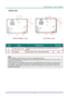 Page 16– 7 – 
Bottom view 
 
  
DX881ST/DW882ST Series DX813/DW814 Series 
 
ITEM LABEL DESCRIPTION SEE PAGE 
1.  Ceiling support holes Contact your dealer for information on mounting the projector on a 
ceiling 
2.  Tilt adjustor  Rotate adjuster lever to adjust angle position.  16 
 
Note: 
When installing, ensure that you use only UL Listed ceiling mounts. 
For ceiling installations, use approved mounting hardware and M4 screws with a maximum screw 
depth of 6 mm (0.24 inch).  
The construction of the...