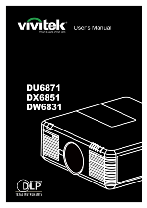 Page 1Users Manual
DU6871
DX6851
DW6831 
DU6871/DW6851/DX6831 DLP Projector - Users Manual  